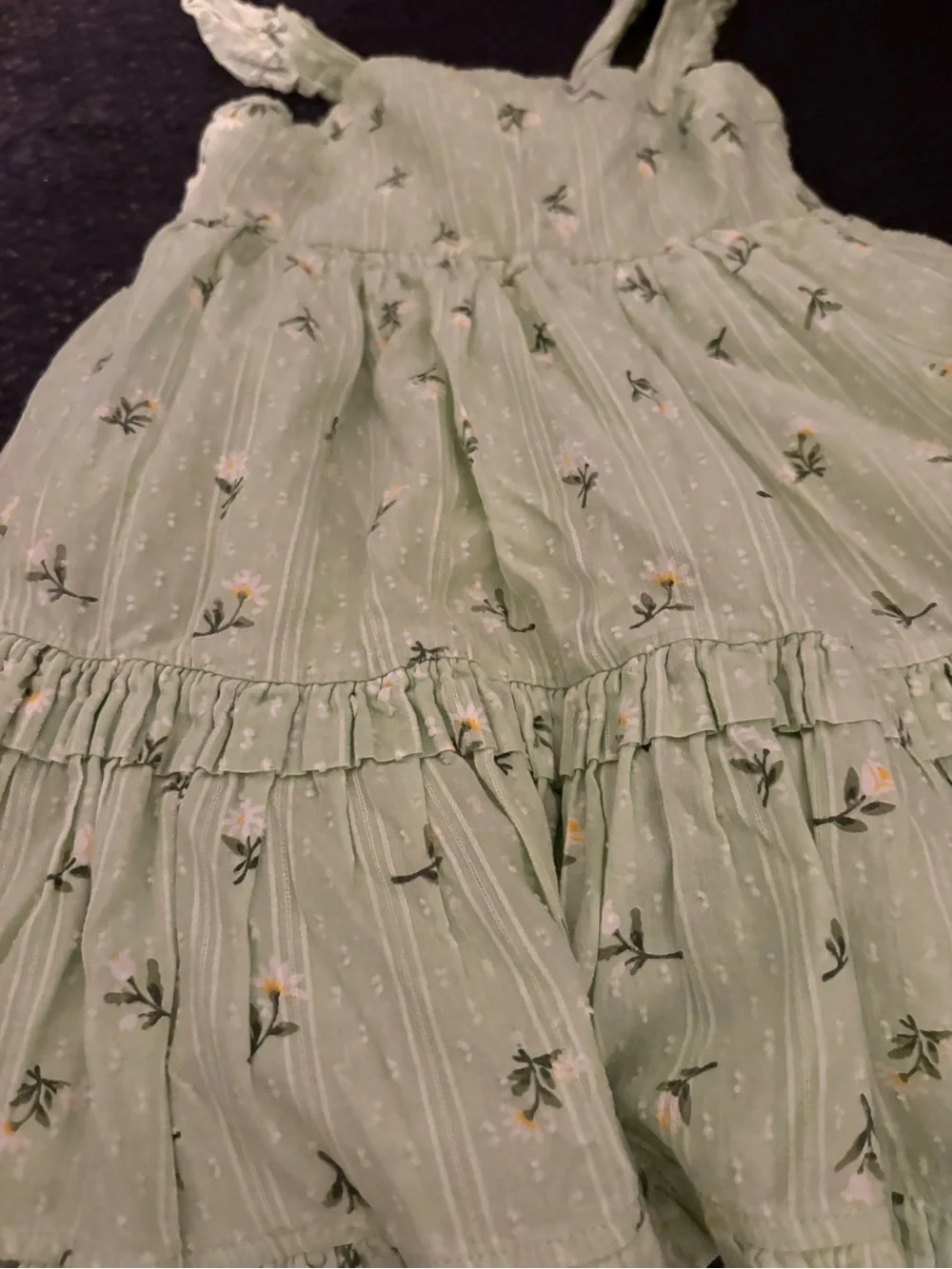 Tahari Light Sage Green Floral Ruffle Dress for Girls